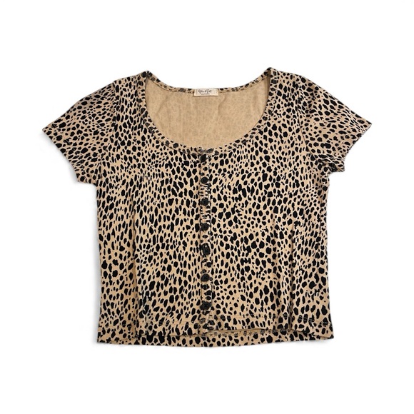 brandy melville leopard print button up zelly top small - Picture 3 of 9